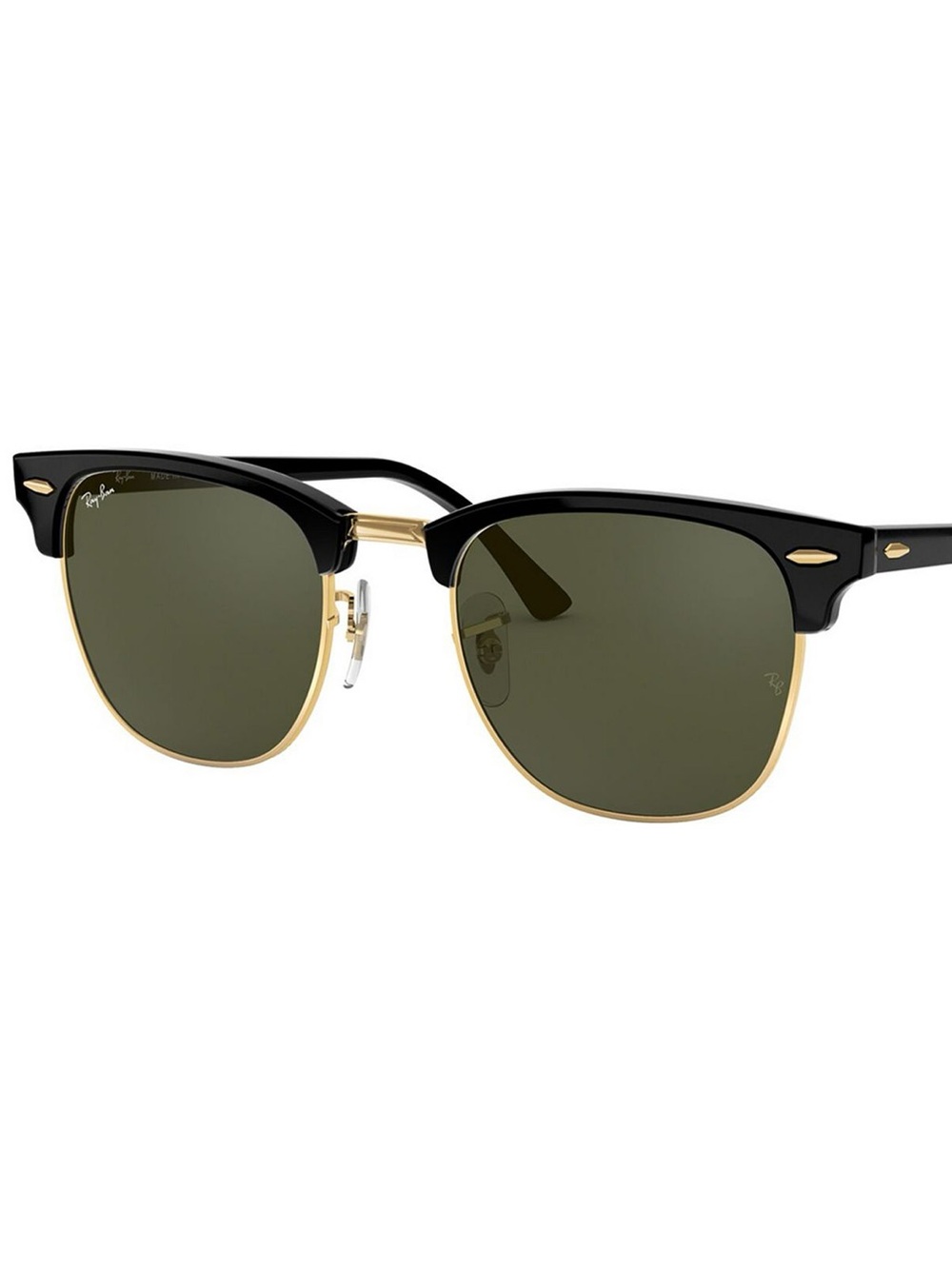 Ray-Ban Black and Gold Semi-Rim Clubmaster Sunglasses New Retro Classic case